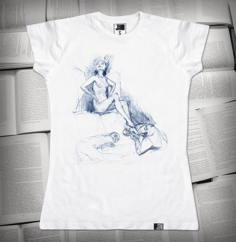 Dwaj mężczyźni u stóp nagiej kobiety - Bruno Schulz | Koszulka damska